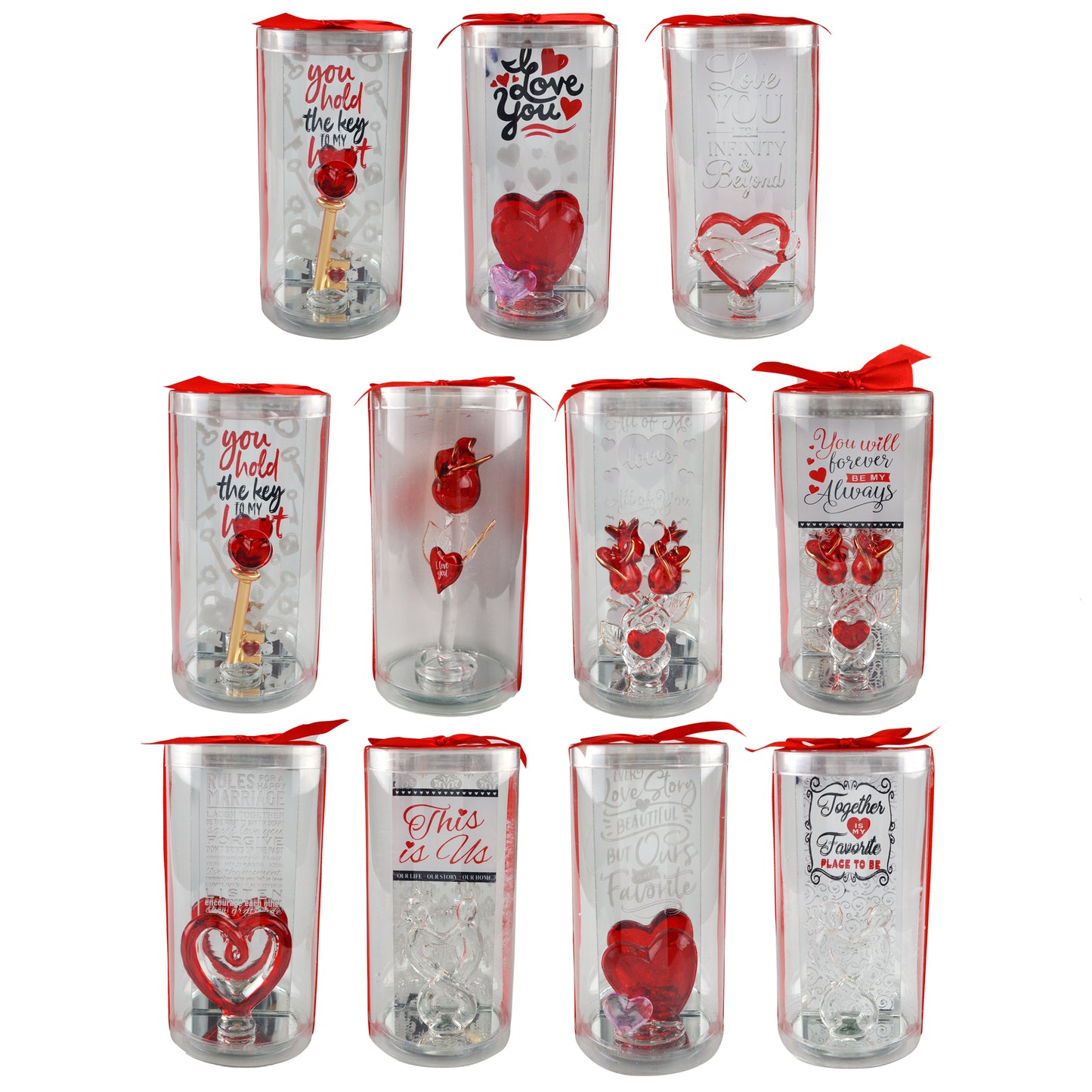 ITEM NUMBER 022821L VDAY GLASS - STORE SURPLUS NO DISPLAY 12 PIECES PER PACK