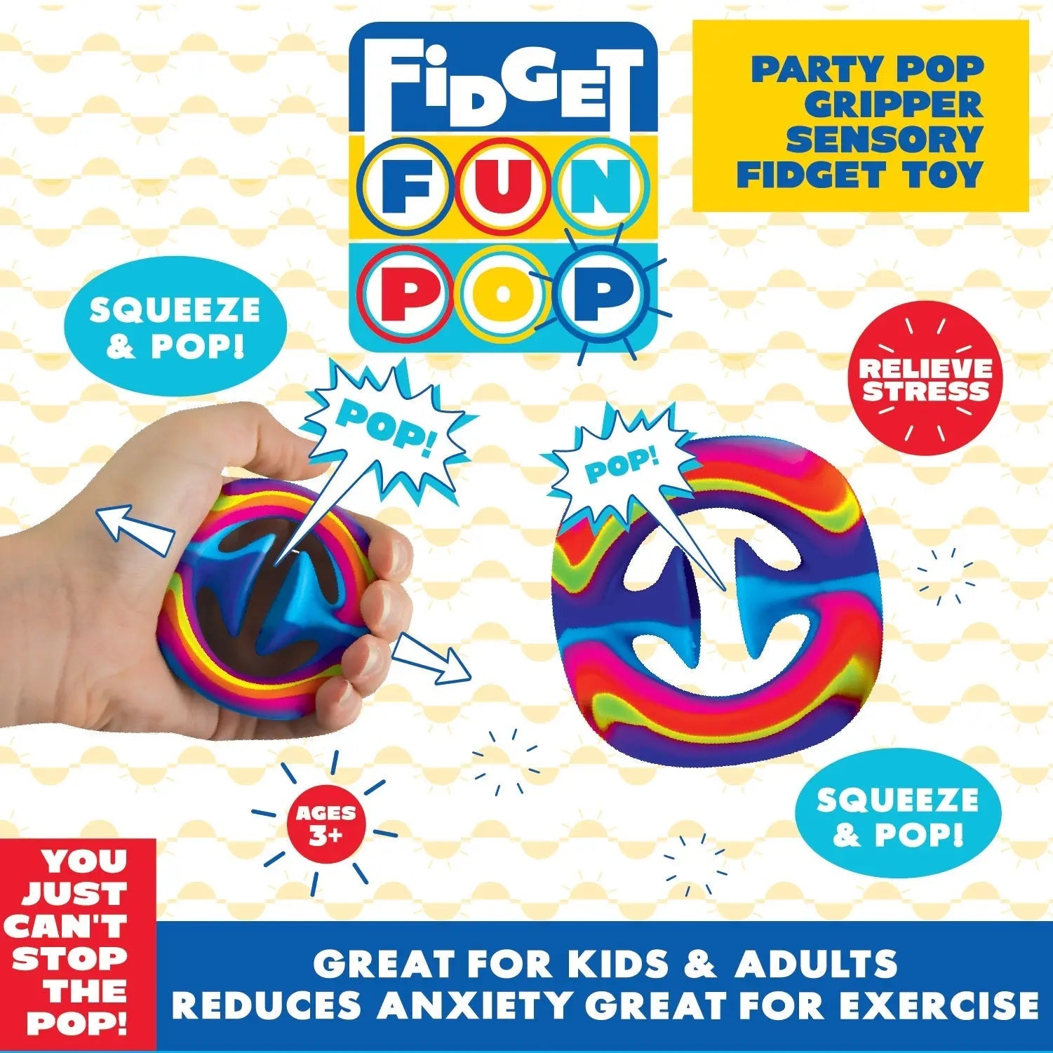 ITEM NUMBER 022828 FIDGET SQUEEZE POP TOY 24 PIECES PER DISPLAY WHOLESALE