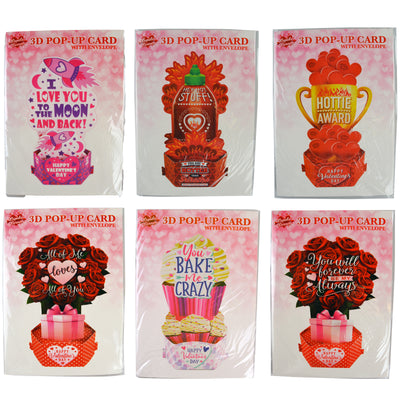 ITEM NUMBER 022839L POP UP CARDS VDAY - STORE SURPLUS NO DISPLAY 6 PIECES PER PACK