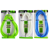 ITEM NUMBER 023000L 10FT GLOW IN DARK TPE MFI CABLE  - STORE SURPLUS NO DISPLAY 3 PIECES PER PACK