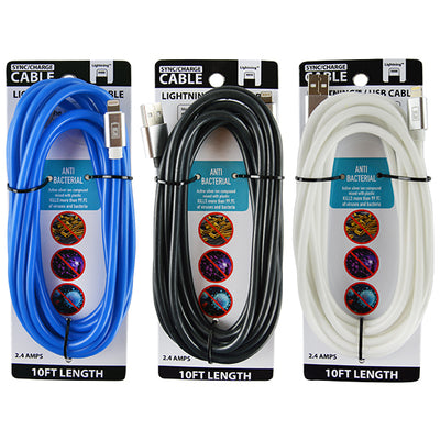 ITEM NUMBER 023020L ANTIMICROBIAL CABLE MFI 10FT - STORE SURPLUS NO DISPLAY 3 PIECES PER PACK
