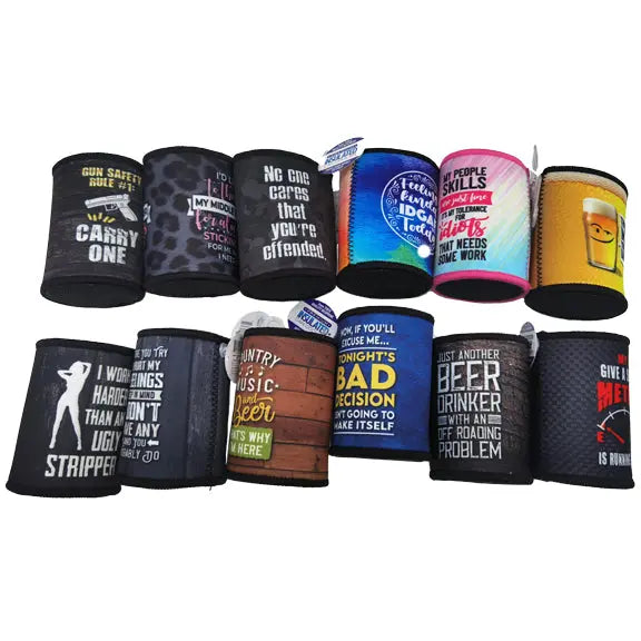 ITEM NUMBER 023136L 5MM CAN COOLER MIX L - STORE SURPLUS NO DISPLAY 12 PIECES PER PACK STORE SURPLUS