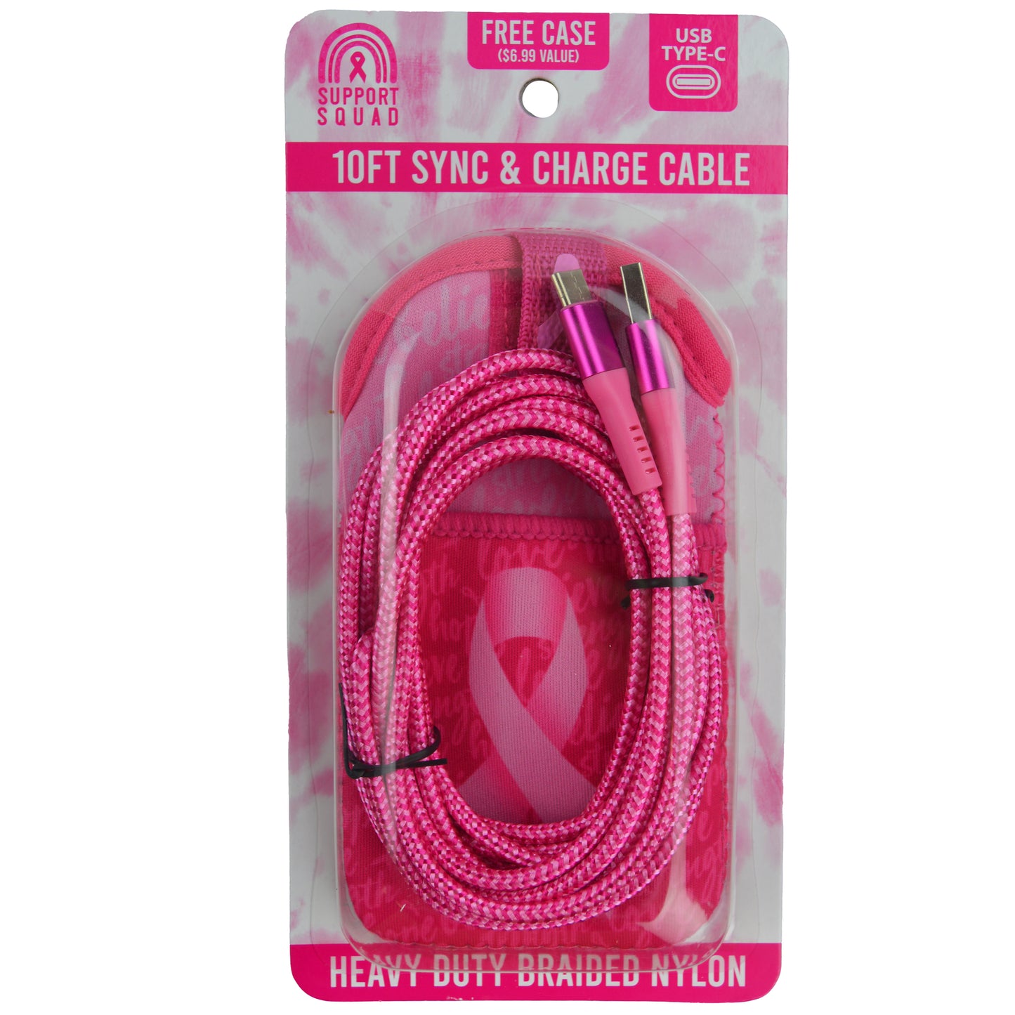 ITEM NUMBER 023439L PINK 10FT CABLE TYPE C - STORE SURPLUS NO DISPLAY 3 PIECES PER PACK