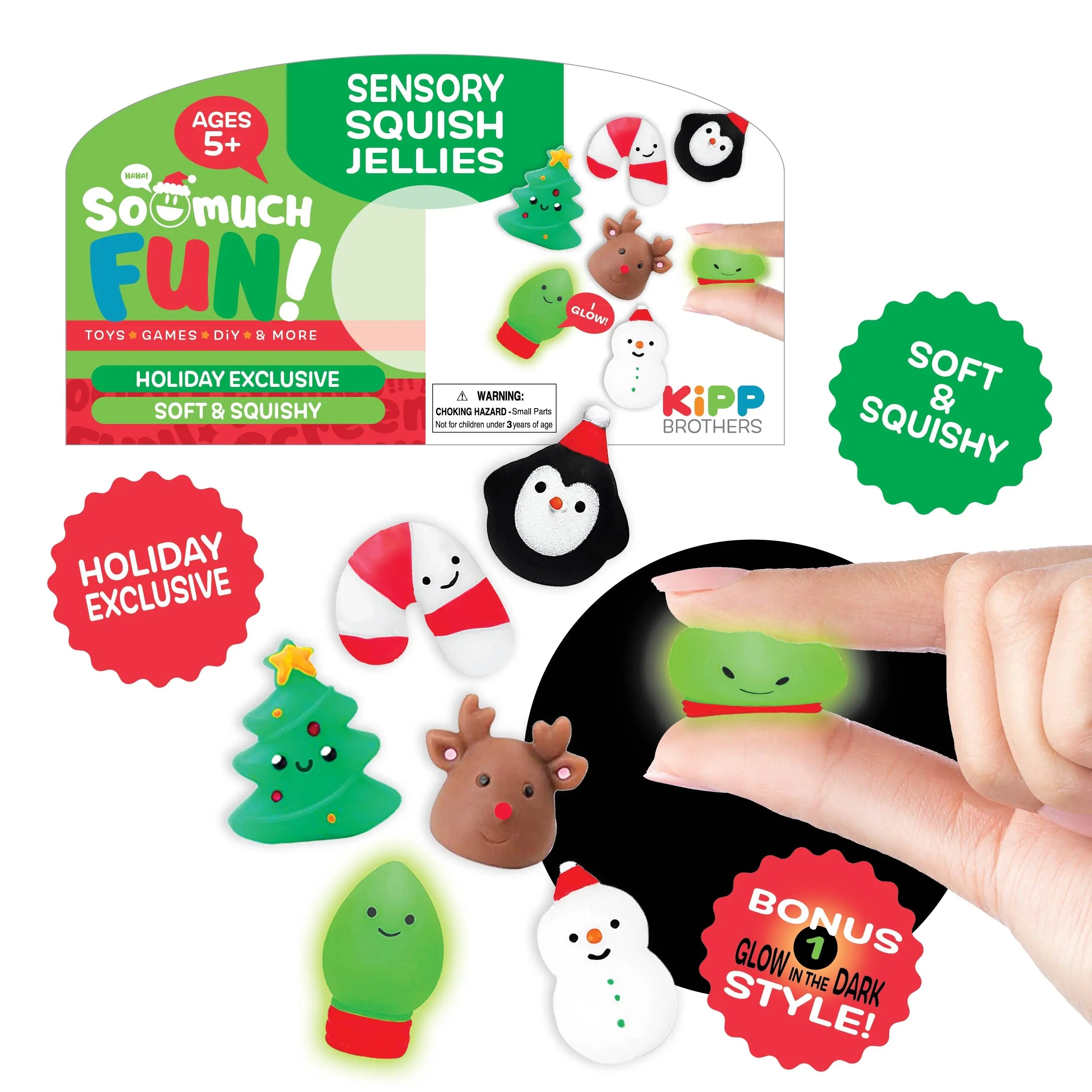 ITEM NUMBER 023492 GID MOCHI SQUISHIES 6PK CHRISTMAS 12 PIECES PER PACK WHOLESALE