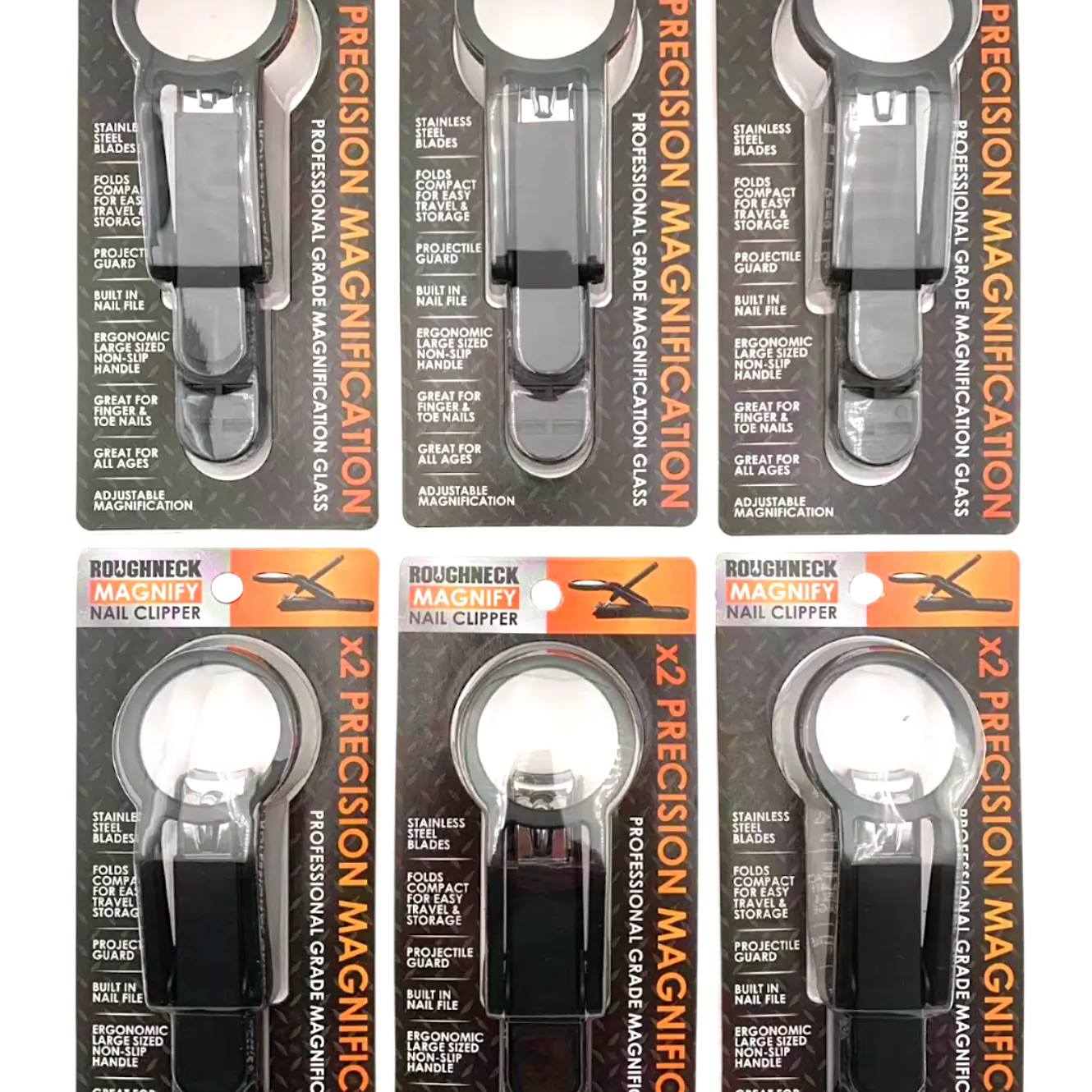 ITEM NUMBER 023527L ROUGHNECK MAGNIFYING NAIL CLIPPERS - STORE SURPLUS NO DISPLAY 6 PIECES PER PACK STORE SURPLUS