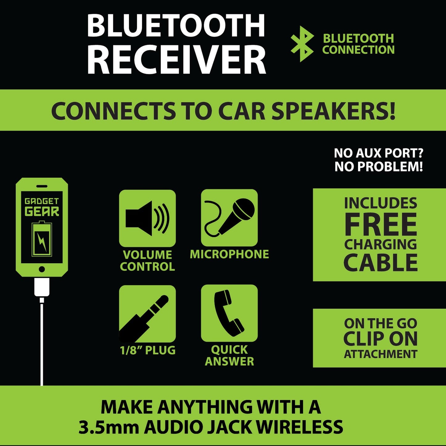 ITEM NUMBER 023611 GG BLUETOOTH RECEIVER 4 PIECES PER PACK