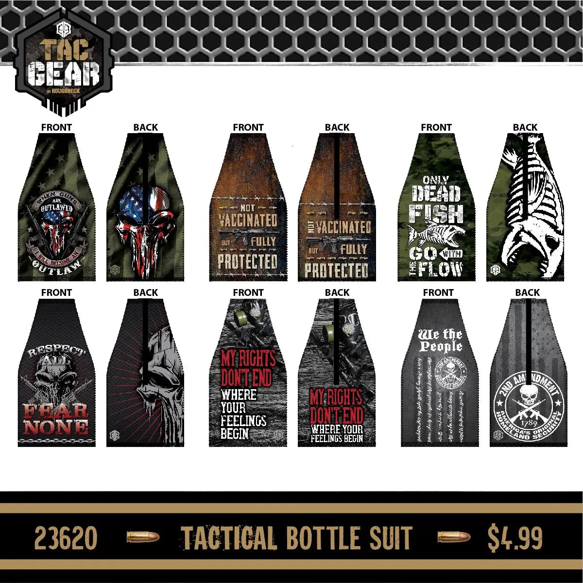 ITEM NUMBER 023620L TACGEAR BOTTLE SUITS - STORE SURPLUS NO DISPLAY 6 PIECES PER PACK STORE SURPLUS