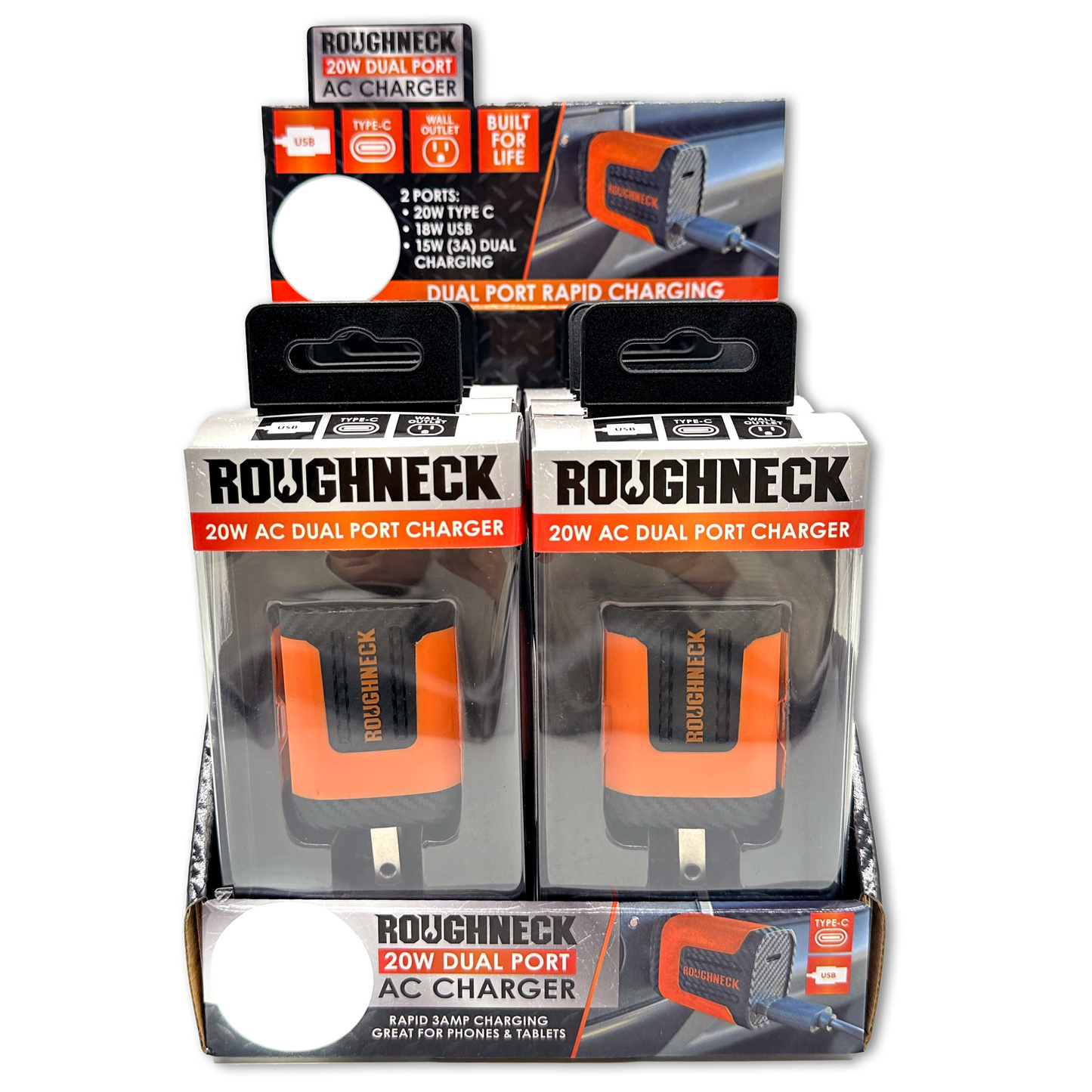 ITEM NUMBER 023689 ROUGHNECK AC CHARGER 6 PIECES PER DISPLAY