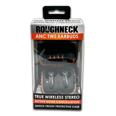 ITEM NUMBER 023695L ROUGHNECK WIRELESS EARBUDS - STORE SURPLUS NO DISPLAY 6 PIECES PER PACK