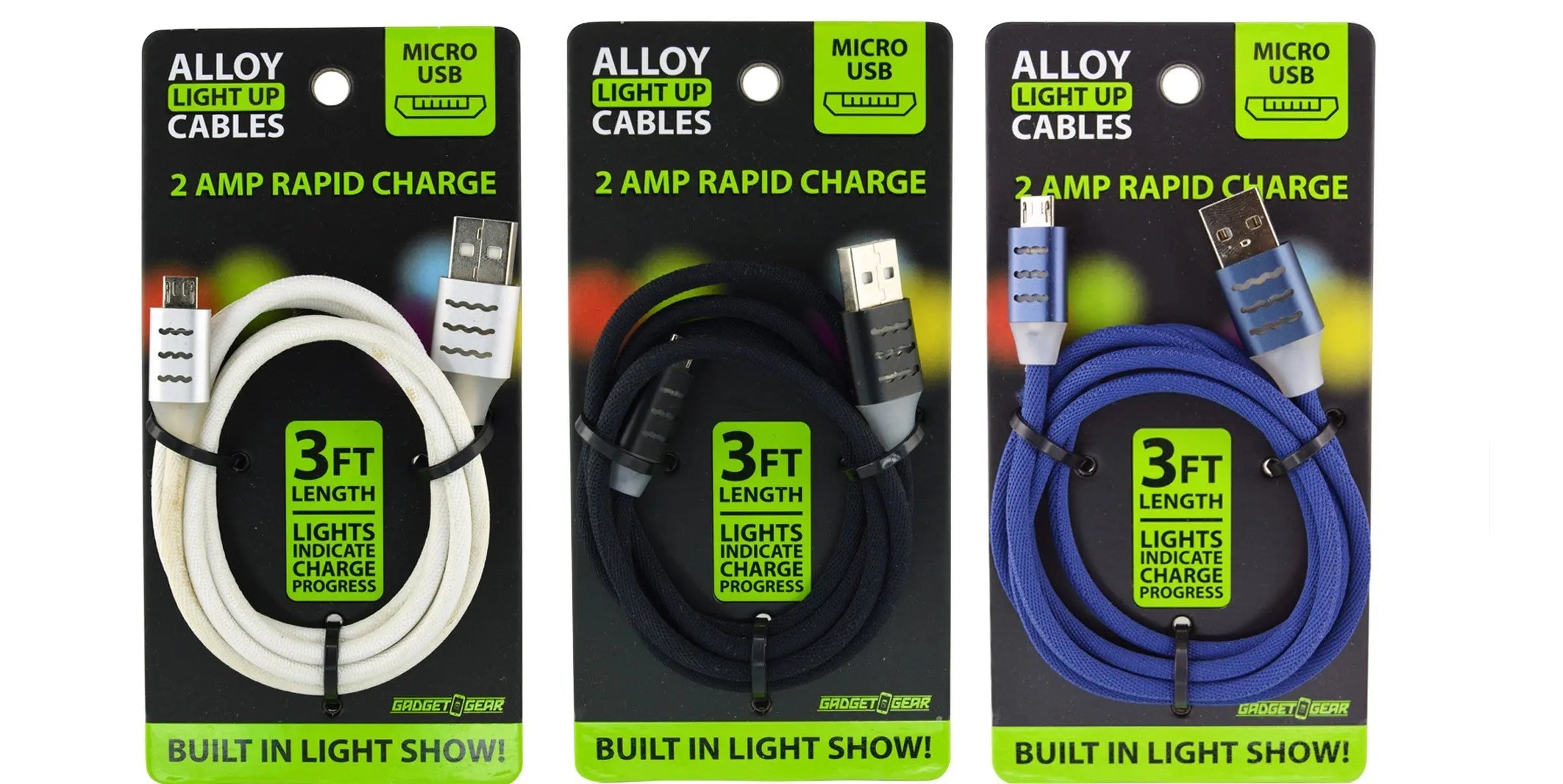 ITEM NUMBER 023807L MICRO ALLOY LIGHT UP CABLE - STORE SURPLUS NO DISPLAY 3 PIECES PER PACK STORE SURPLUS