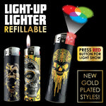 ITEM NUMBER 023954 GOLD FOIL LIGHT UP LIGHTER 30 PIECES PER DISPLAY WHOLESALE