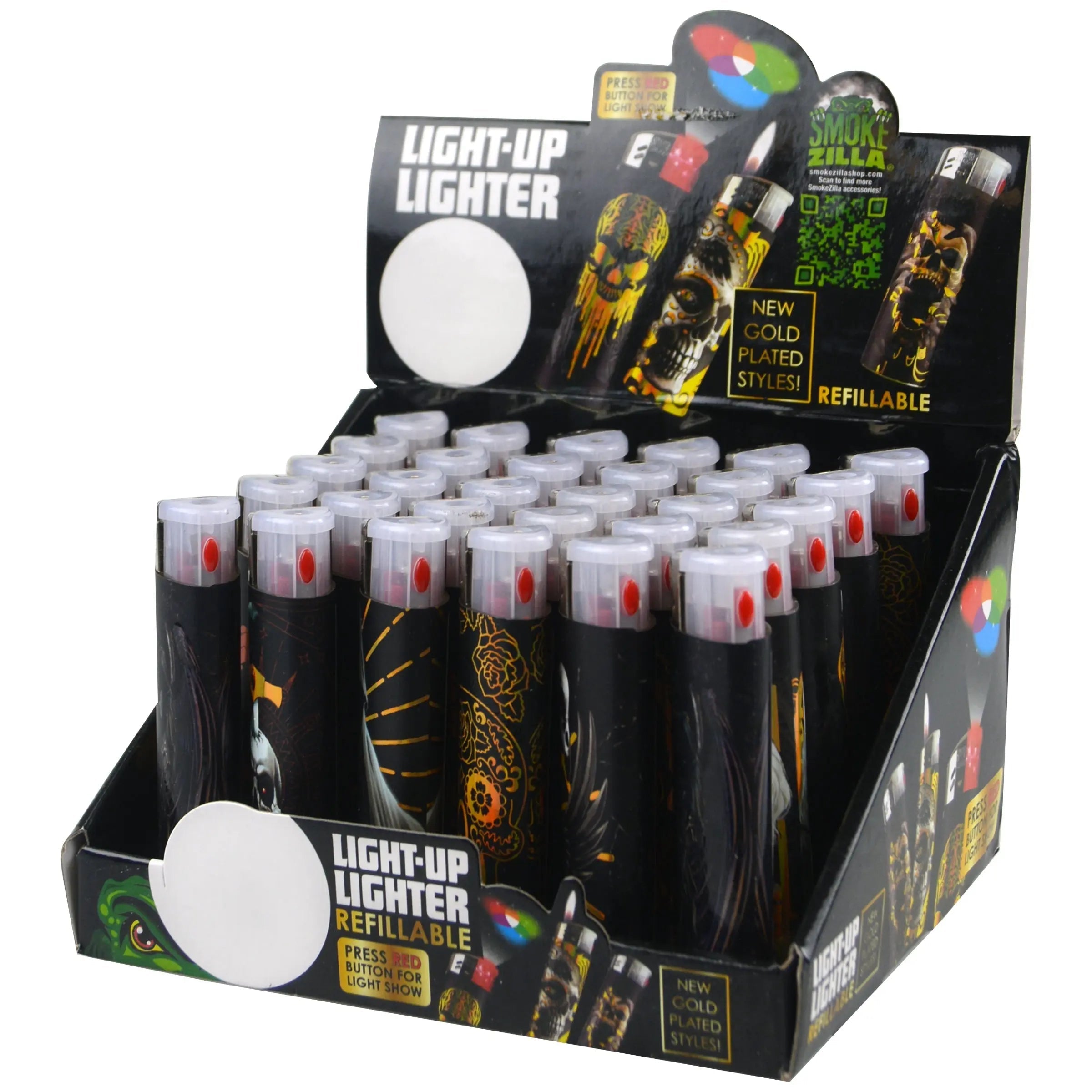 ITEM NUMBER 023954 GOLD FOIL LIGHT UP LIGHTER 30 PIECES PER DISPLAY WHOLESALE