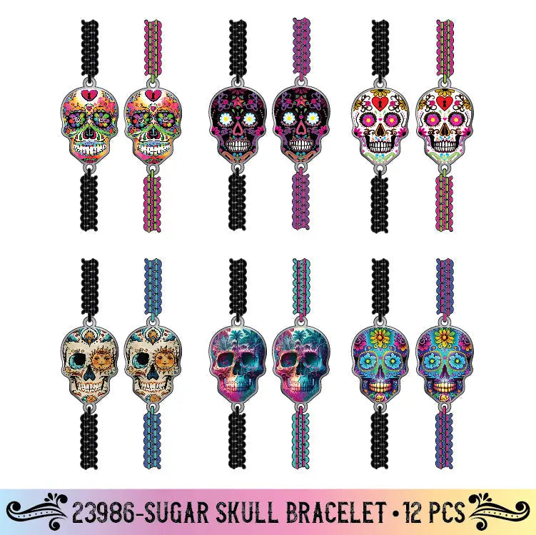 ITEM NUMBER 023986 SUGAR SKULL BRACELET 12 PIECES PER DISPLAY WHOLESALE