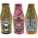 ITEM NUMBER 024107L CAMO BOTTLE SUIT MIX B - STORE SURPLUS NO DISPLAY 3 PIECES PER PACK STORE SURPLUS