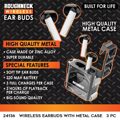 WIRELESS METAL EARBUDS - STORE SURPLUS NO DISPLAY - 3 PIECES PER PACK 24136L