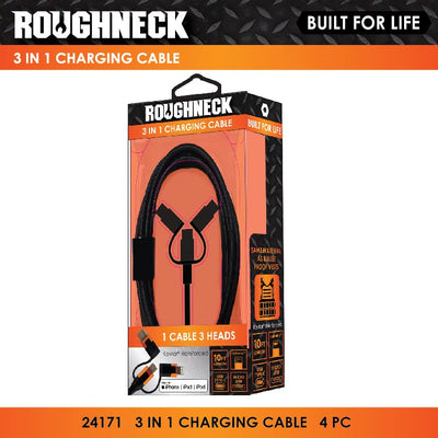 10FT 3 IN 1 ROUGHNECK CABLE - STORE SURPLUS NO DISPLAY - 4 PIECES PER PACK 24171L