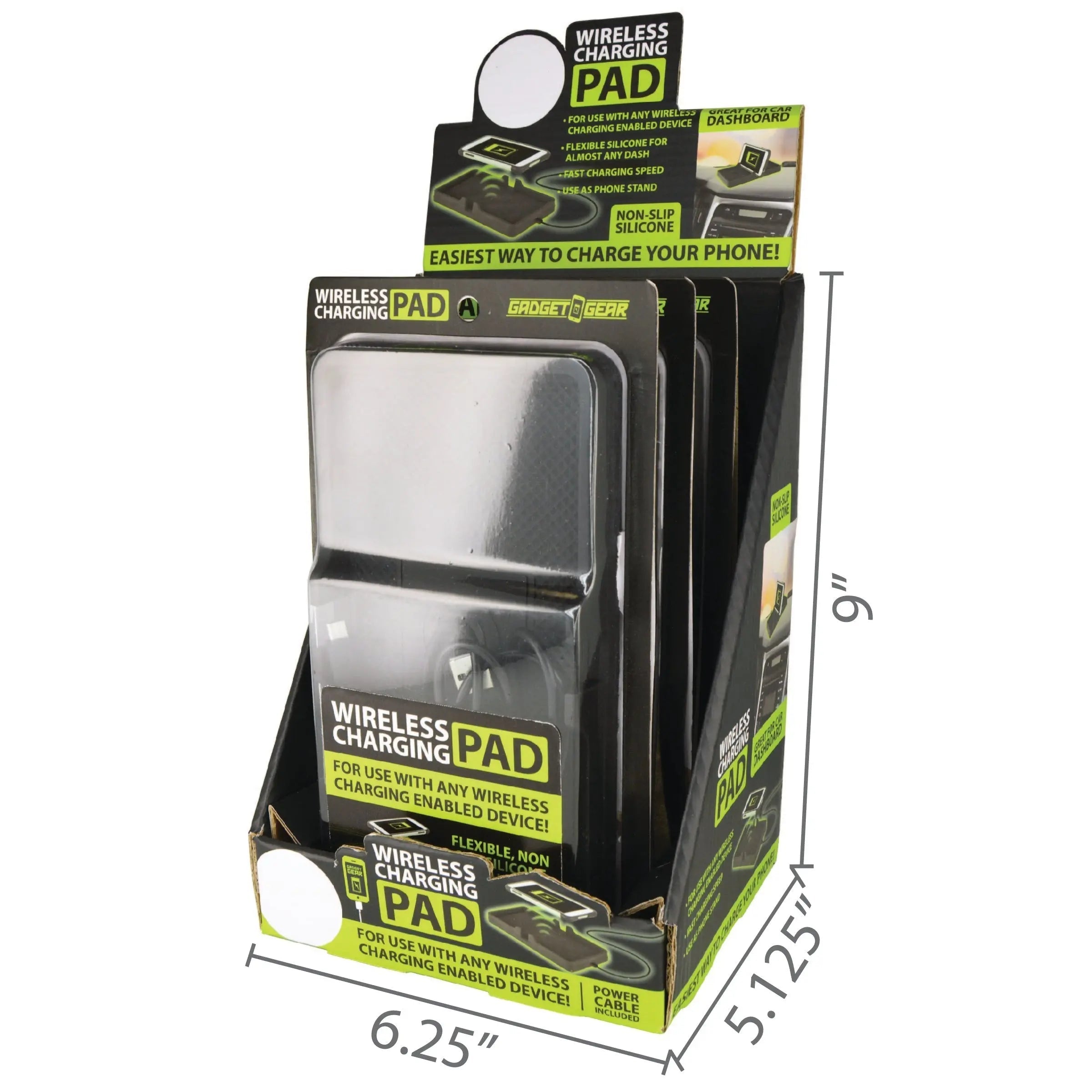 ITEM NUMBER 024210 WIRELESS CHARGE DASH PAD 4 PIECES PER DISPLAY WHOLESALE