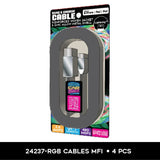 RGB MFI CABLE - STORE SURPLUS NO DISPLAY - 4 PIECES PER PACK 24237L STORE SURPLUS