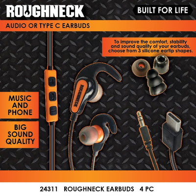 Roughneck Earbuds - Store Surplus No Display - 4 Pieces Per Pack 24311L