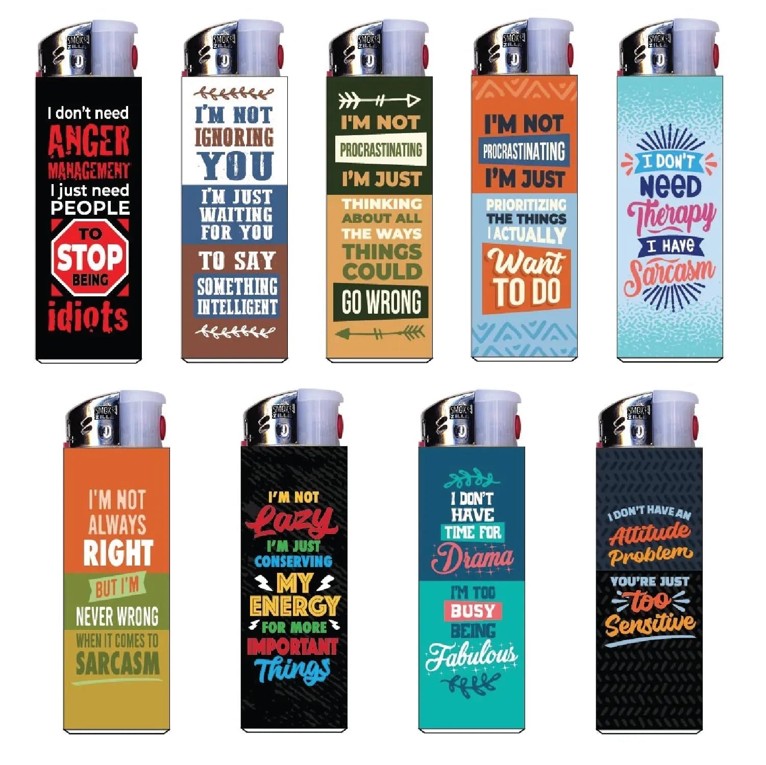 ITEM NUMBER 024333 SARCASTIC LIGHT UP LIGHTER 30 PIECES PER DISPLAY WHOLESALE