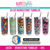 WHOLESALE 24OZ RHINESTONE TUMBLER CUP 6 PIECES PER DISPLAY 24374