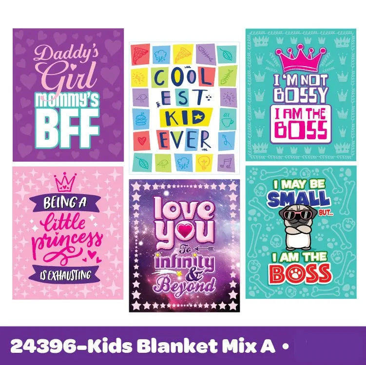 ITEM NUMBER 024396 KIDS PRINTED BLANKETS 6 PIECES PER DISPLAY WHOLESALE