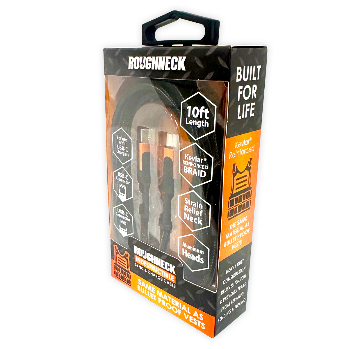 ITEM NUMBER 024571 ROUGHNECK 10FT USB-C-TO-USB-C CABLE 3 PIECES PER DISPLAY