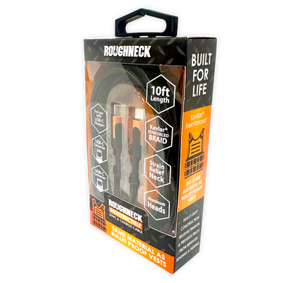 ITEM NUMBER 024571 ROUGHNECK 10FT USB-C-TO-USB-C CABLE 3 PIECES PER DISPLAY