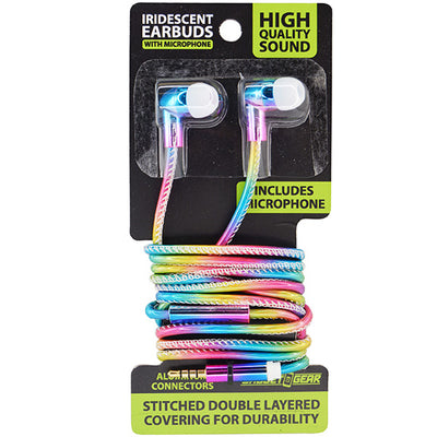 ITEM NUMBER 024682 IRIDESCENT EARBUDS 6 PIECES PER DISPLAY