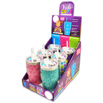 WHOLESALE 12OZ INSULATED KIDS CUPZ 6 PIECES PER DISPLAY 24716