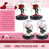 WHOLESALE REAL PRESERVED JUMBO ROSE KEEPSAKE 4 PIECES PER DISPLAY 25008