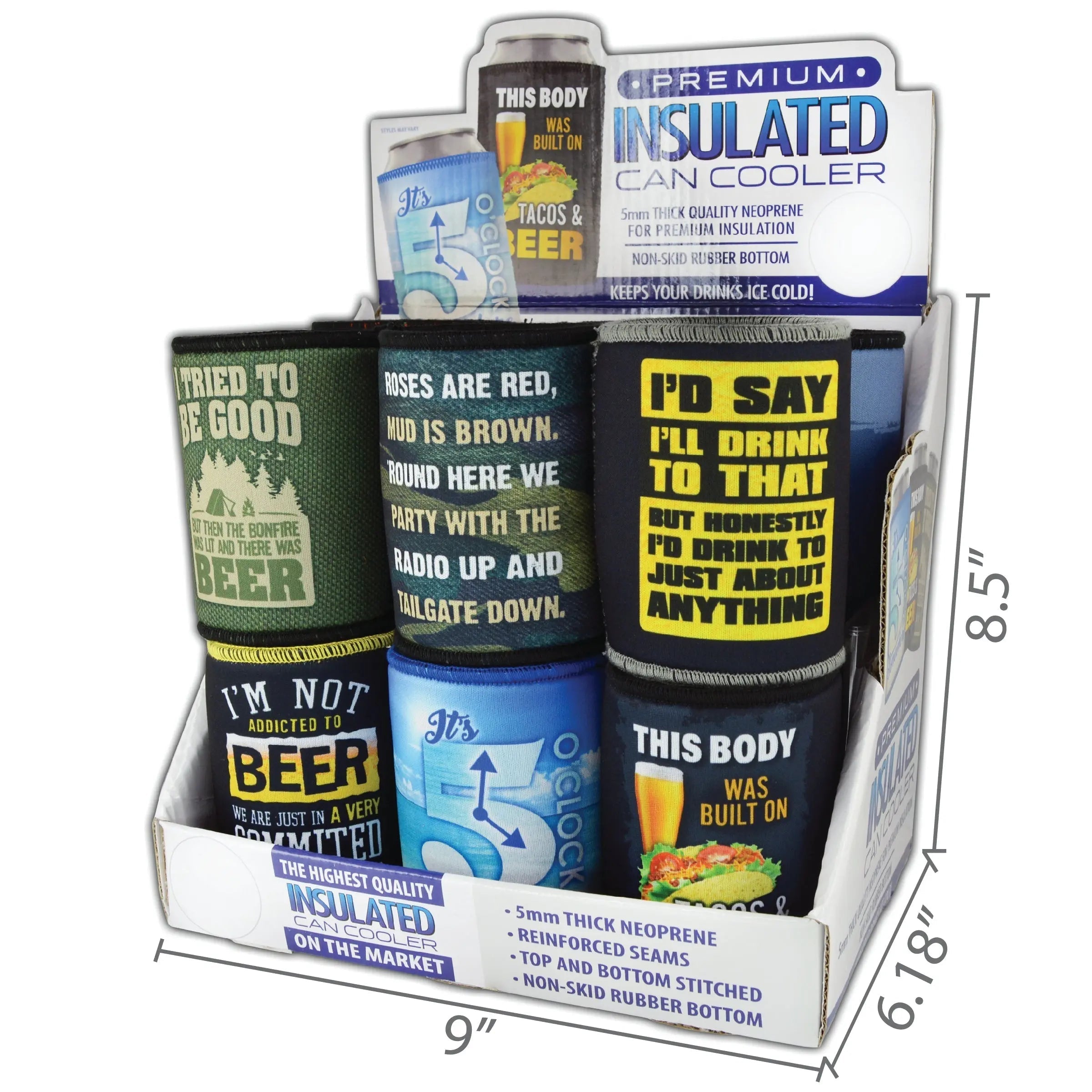 ITEM NUMBER 025198 5MM CAN COOLER 12 PIECES PER DISPLAY WHOLESALE