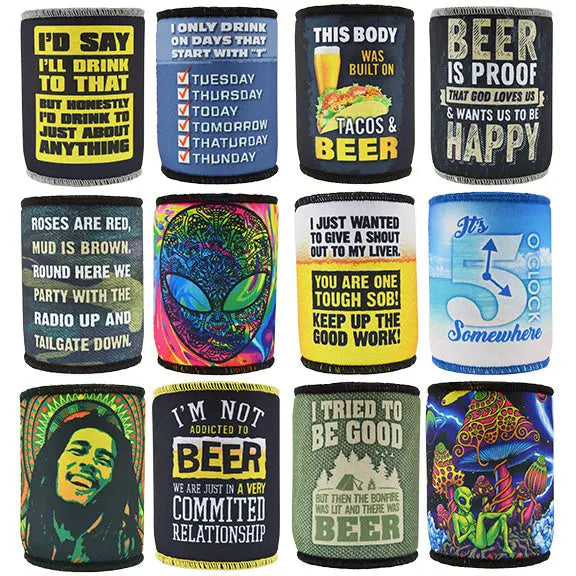 ITEM NUMBER 025198 5MM CAN COOLER 12 PIECES PER DISPLAY WHOLESALE