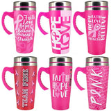 ITEM NUMBER 025465L PRINTED METAL COFFEE CUP PINK - STORE SURPLUS NO DISPLAY 6 PIECES PER PACK STORE SURPLUS