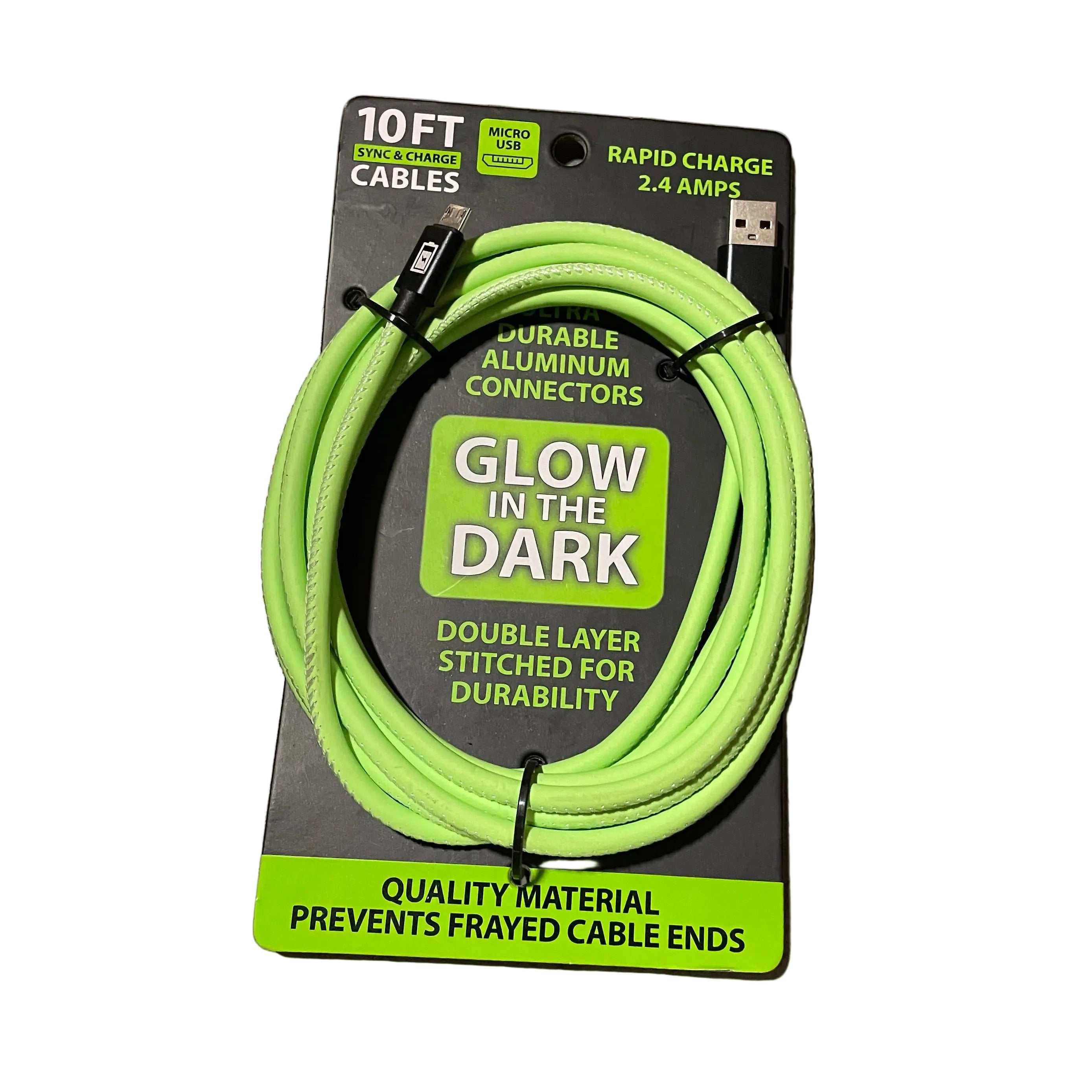 ITEM NUMBER 025566L MICRO 10FT GLO IN DARK PU CABLE - STORE SURPLUS NO DISPLAY 1 PIECES PER PACK STORE SURPLUS