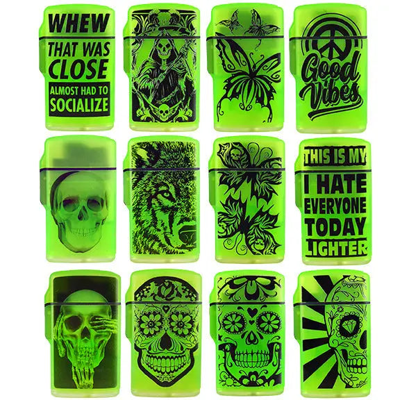 Glow-in-the-Dark Flip Top Torch Lighters