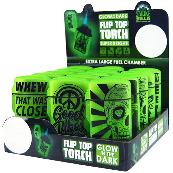 Glow-in-the-Dark Flip Top Torch Lighter Display