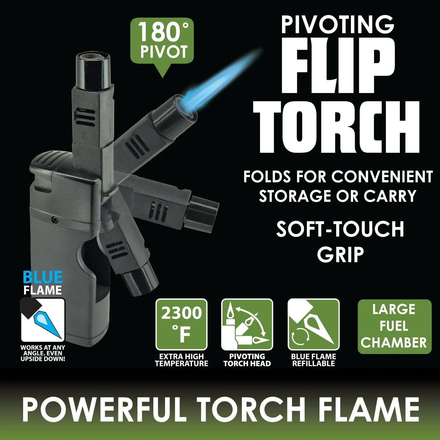 ITEM NUMBER 025927 FLIP TORCH LIGHTER 12 PIECES PER DISPLAY WHOLESALE