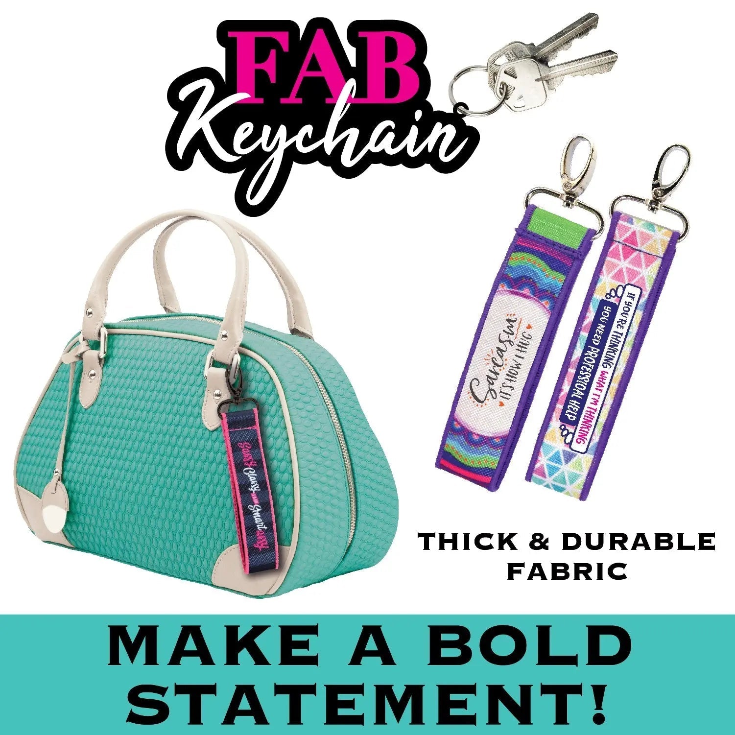 ITEM NUMBER 026134 HEAVY FABRIC PRINTED KEYCHAIN 12 PIECES PER DISPLAY WHOLESALE