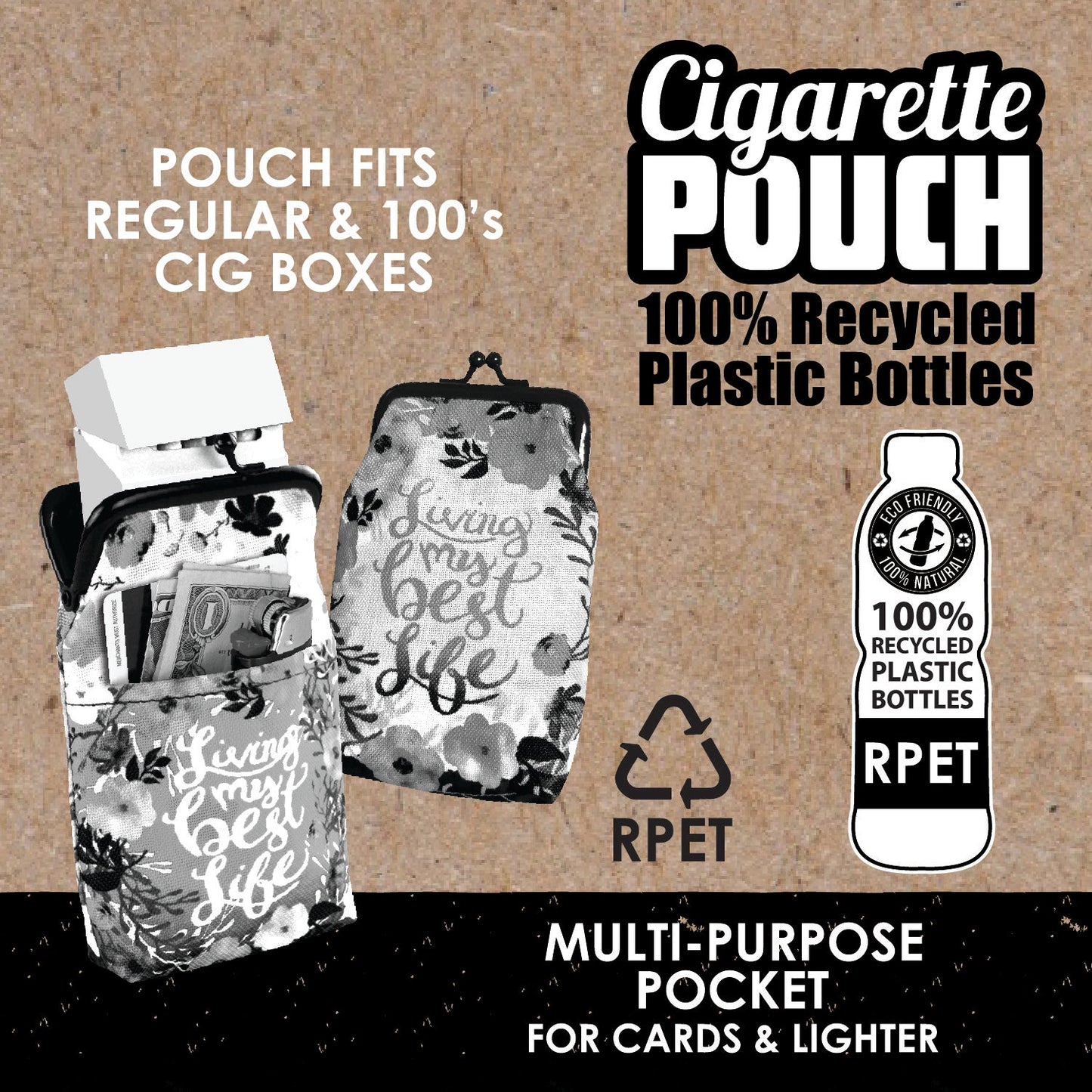 ITEM NUMBER 026634 RPET CIG POUCH WALLET 8 PIECES PER DISPLAY