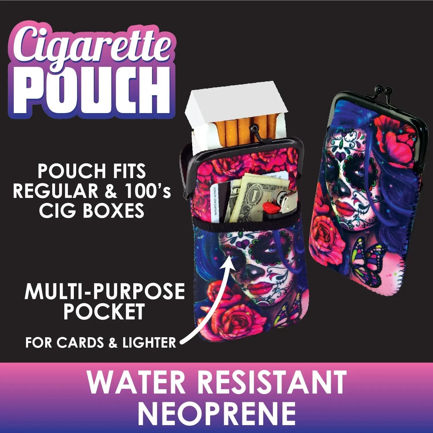ITEM NUMBER 026667 NEOPRENE CIG POUCH POCKET D 8 PIECES PER DISPLAY WHOLESALE