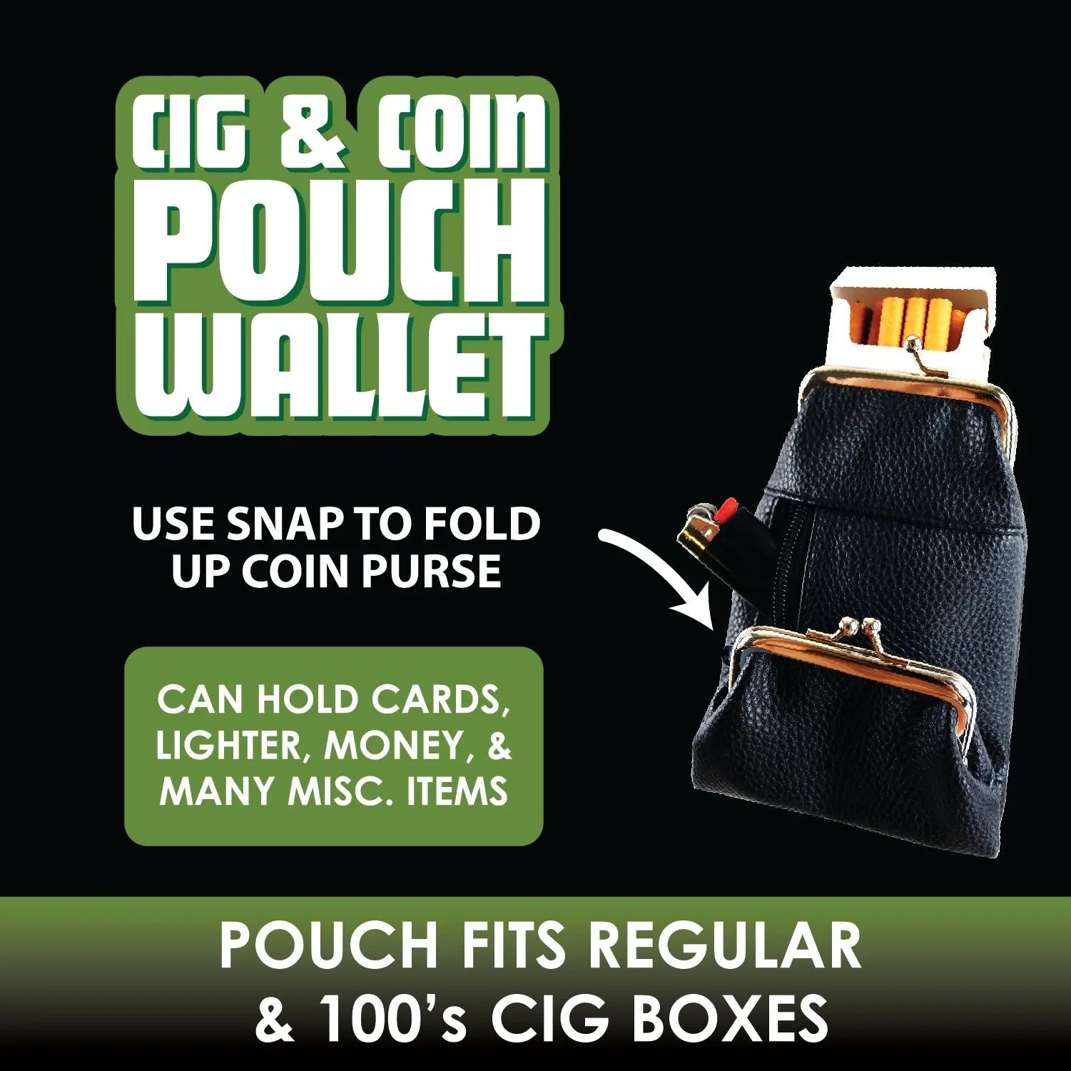 ITEM NUMBER 027891 CIGARETTE POUCH WITH COIN WALLET 6 PIECES PER DISPLAY WHOLESALE