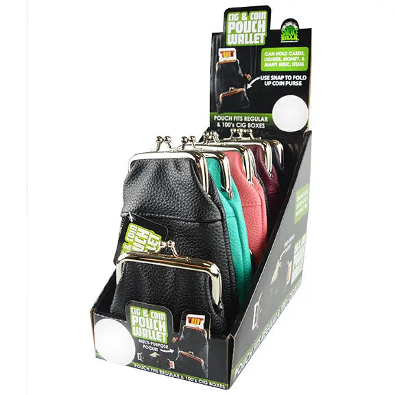 ITEM NUMBER 027891 CIGARETTE POUCH WITH COIN WALLET 6 PIECES PER DISPLAY WHOLESALE
