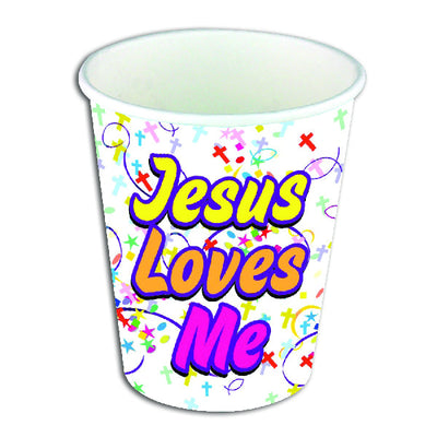 ITEM NUMBER 028949 Jesus Loves Me Themed Party Cups BG = 12 PCS