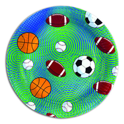 ITEM NUMBER 028977 Sporty Themed Paper Party Plates BG = 12 PCS