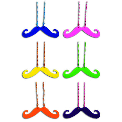 ITEM NUMBER 029099 Neon Mustache Necklaces BG = 12 PCS