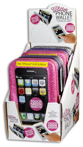ITEM NUMBER 029149 GLITTER CELL WALLET 6 PIECES PER DISPLAY