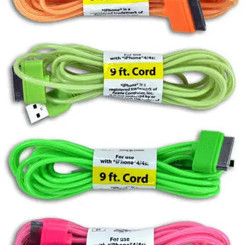 ITEM NUMBER 029677L GLOW IN DARK 9FT CABLE IP4 - STORE SURPLUS NO DISPLAY 4 PIECES PER PACK STORE SURPLUS