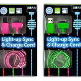 ITEM NUMBER 029905L LIGHT UP SYNC CORD IP4 - STORE SURPLUS NO DISPLAY 4 PIECES PER PACK STORE SURPLUS