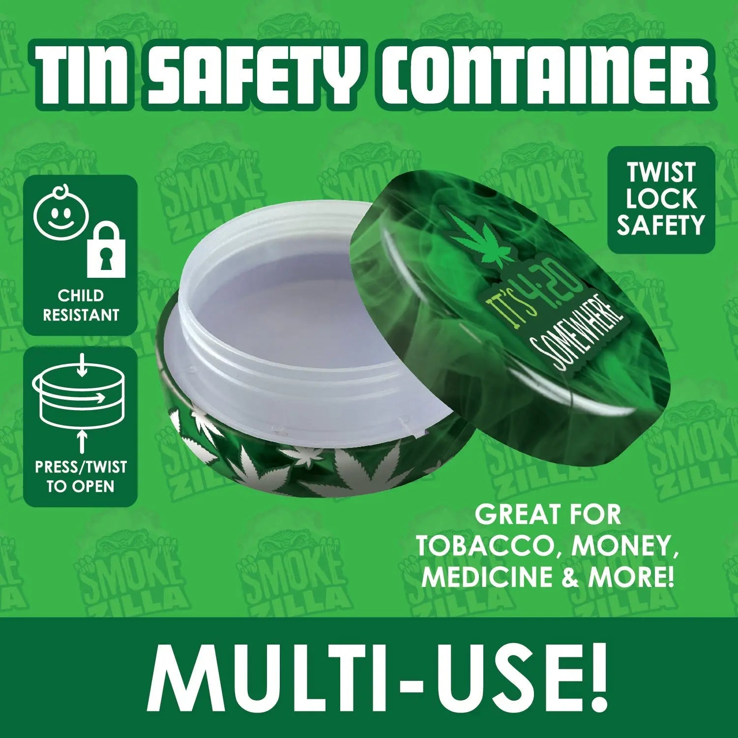 ITEM NUMBER 030032 METAL SAFETY CONTAINER MIX X 12 PIECES PER DISPLAY WHOLESALE